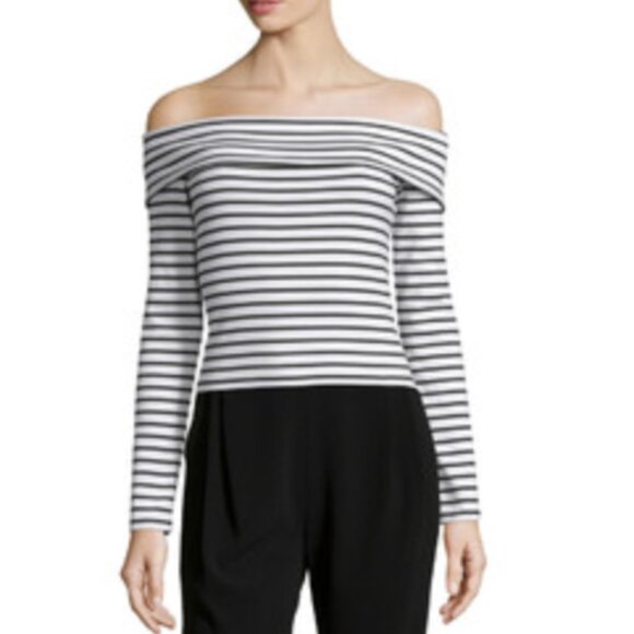 J. Crew Navy & White Striped Off the Shoulder Blouse Size Medium - Picture 9 of 9